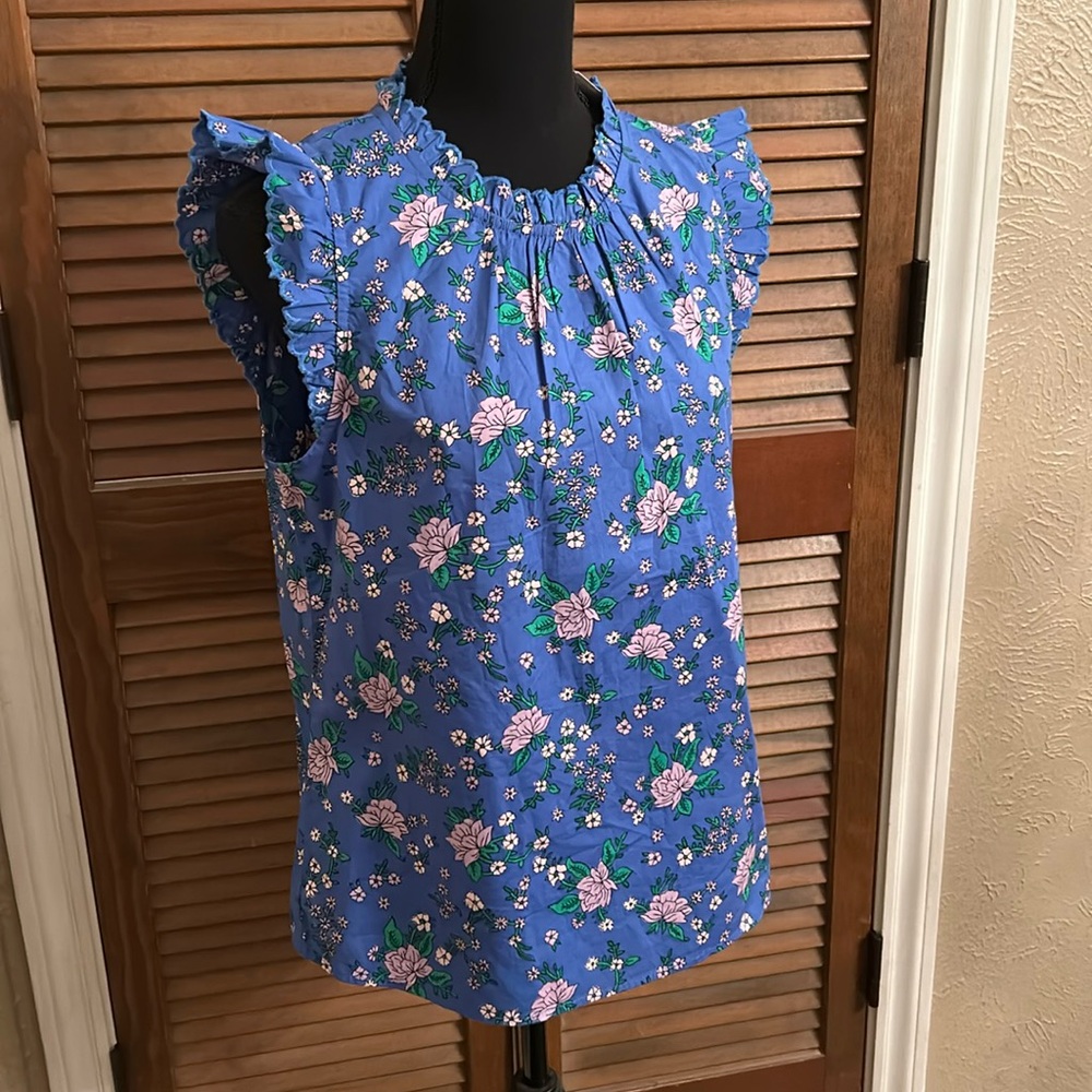 J Crew Floral Sleeveless Blouse